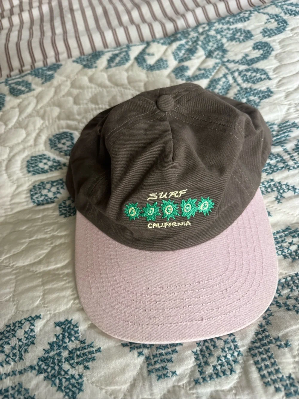 Surf California Embroidered Cap - Brown & Light Pink - Picture 1 of 3